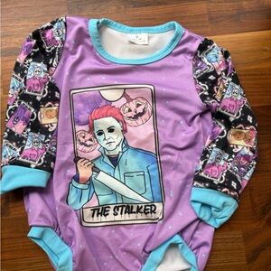 🎃👻 Michael Myers Halloween Graphic Kids Bubble – 12–18 Months 🩷